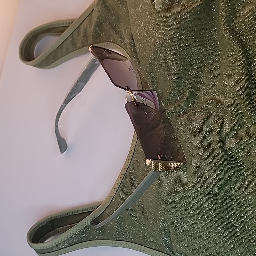 NWT Fe Noel X Target Dark Olive Metallic Swimsuit + NWT The Day Fashion Sunglass - Picture 15 of 16